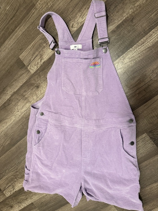 bp Denim - BP. MED. Lavender Corduroy Short Overalls with Rainbow Patch